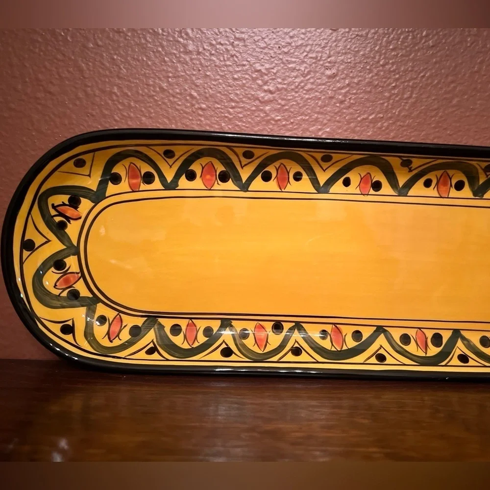 Pottery Barn Yellow & Black‎ Kasara Oval Platter Ceramic Tray